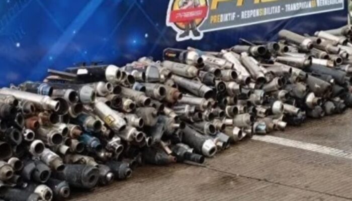 Operasi Lilin Semeru 2024, Polrestabes Surabaya Sita Ratusan Knalpot Tidak Sesuai Spektek